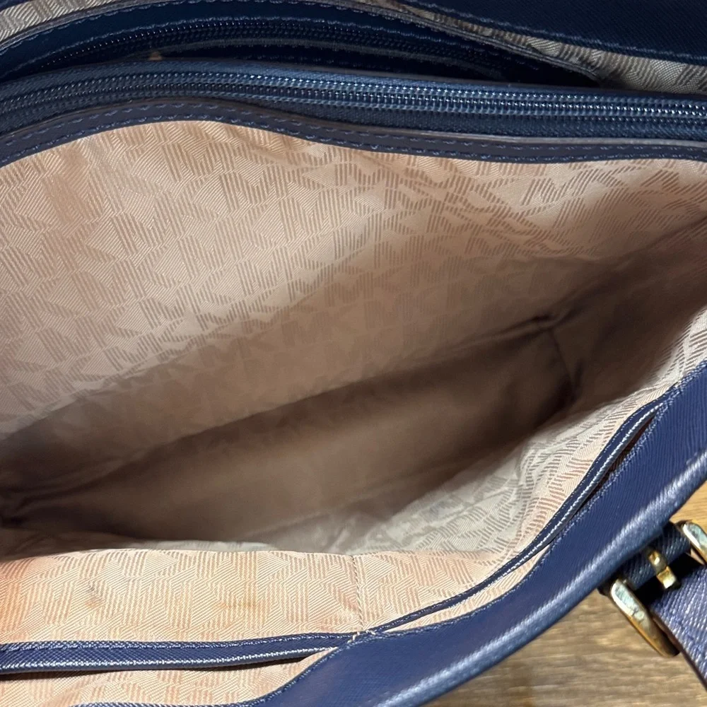 Michael Kors navy Blue Tote with Gold Accents